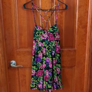 Blue Pink Floral Bustier Maxi Sundress